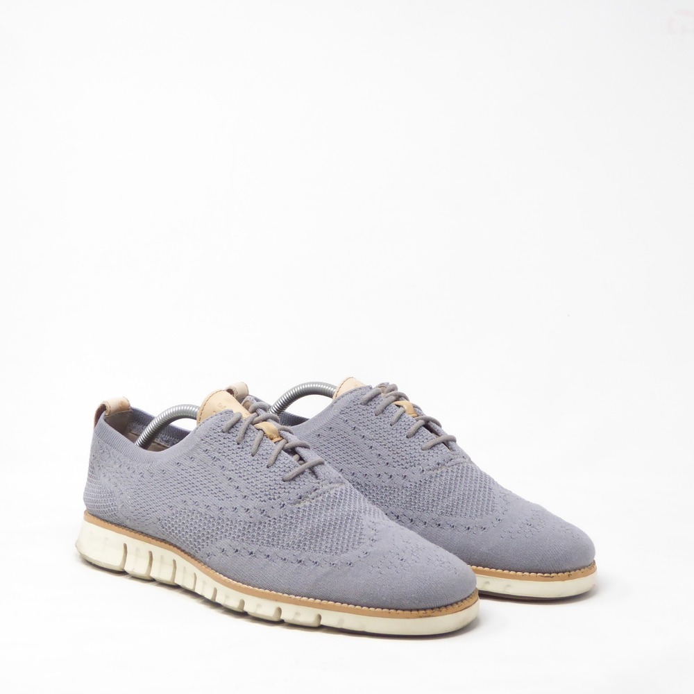 Cole Haan Mens Zerogrand Wingtip Oxford Shoes Gray Knit 9.5M